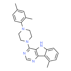 ChemSpider 2D Image | 4-[4-(2,4-Dimethylphenyl)-1-piperazinyl]-9-methyl-5H-pyrimido[5,4-b]indole | C23H25N5