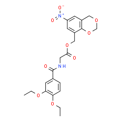 ChemSpider 2D Image | (6-Nitro-4H-1,3-benzodioxin-8-yl)methyl N-(3,4-diethoxybenzoyl)glycinate | C22H24N2O9