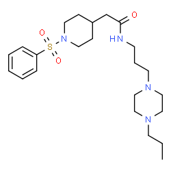 ChemSpider 2D Image | 2-[1-(Phenylsulfonyl)-4-piperidinyl]-N-[3-(4-propyl-1-piperazinyl)propyl]acetamide | C23H38N4O3S