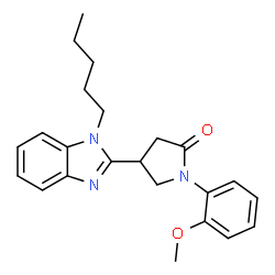 ChemSpider 2D Image | 1-(2-Methoxyphenyl)-4-(1-pentyl-1H-benzimidazol-2-yl)-2-pyrrolidinone | C23H27N3O2