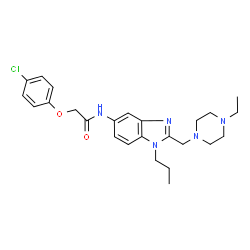 ChemSpider 2D Image | 2-(4-Chlorophenoxy)-N-{2-[(4-ethyl-1-piperazinyl)methyl]-1-propyl-1H-benzimidazol-5-yl}acetamide | C25H32ClN5O2