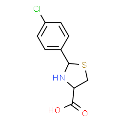 ChemSpider 2D Image | 2-(4-chlorophenyl)-1,3-thiazolane-4-carboxylic acid | C10H10ClNO2S