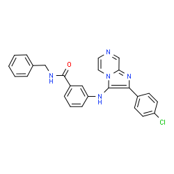 ChemSpider 2D Image | N-Benzyl-3-{[2-(4-chlorophenyl)imidazo[1,2-a]pyrazin-3-yl]amino}benzamide | C26H20ClN5O
