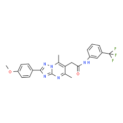 ChemSpider 2D Image | 2-[2-(4-Methoxyphenyl)-5,7-dimethyl[1,2,4]triazolo[1,5-a]pyrimidin-6-yl]-N-[3-(trifluoromethyl)phenyl]acetamide | C23H20F3N5O2