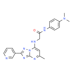 ChemSpider 2D Image | N-[4-(Dimethylamino)phenyl]-N~2~-[5-methyl-2-(3-pyridinyl)[1,2,4]triazolo[1,5-a]pyrimidin-7-yl]glycinamide | C21H22N8O