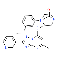 ChemSpider 2D Image | 1-[4-(3-Methoxyphenyl)-1-piperazinyl]-3-{[5-methyl-2-(3-pyridinyl)[1,2,4]triazolo[1,5-a]pyrimidin-7-yl]amino}-1-propanone | C25H28N8O2