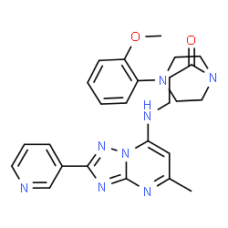 ChemSpider 2D Image | 1-[4-(2-Methoxyphenyl)-1-piperazinyl]-3-{[5-methyl-2-(3-pyridinyl)[1,2,4]triazolo[1,5-a]pyrimidin-7-yl]amino}-1-propanone | C25H28N8O2