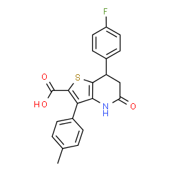ChemSpider 2D Image | 7-(4-Fluorophenyl)-3-(4-methylphenyl)-5-oxo-4,5,6,7-tetrahydrothieno[3,2-b]pyridine-2-carboxylic acid | C21H16FNO3S