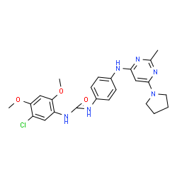 ChemSpider 2D Image | 1-(5-Chloro-2,4-dimethoxyphenyl)-3-(4-{[2-methyl-6-(1-pyrrolidinyl)-4-pyrimidinyl]amino}phenyl)urea | C24H27ClN6O3
