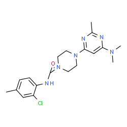 ChemSpider 2D Image | N-(2-Chloro-4-methylphenyl)-4-[6-(dimethylamino)-2-methyl-4-pyrimidinyl]-1-piperazinecarboxamide | C19H25ClN6O