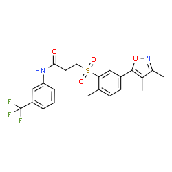 ChemSpider 2D Image | 3-{[5-(3,4-Dimethyl-1,2-oxazol-5-yl)-2-methylphenyl]sulfonyl}-N-[3-(trifluoromethyl)phenyl]propanamide | C22H21F3N2O4S