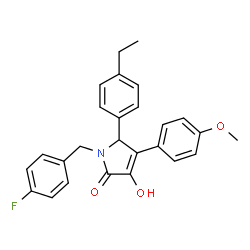 ChemSpider 2D Image | 5-(4-Ethylphenyl)-1-(4-fluorobenzyl)-3-hydroxy-4-(4-methoxyphenyl)-1,5-dihydro-2H-pyrrol-2-one | C26H24FNO3