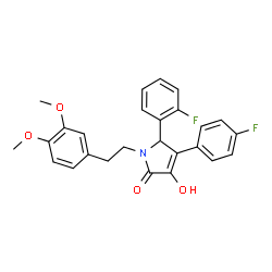 ChemSpider 2D Image | 1-[2-(3,4-Dimethoxyphenyl)ethyl]-5-(2-fluorophenyl)-4-(4-fluorophenyl)-3-hydroxy-1,5-dihydro-2H-pyrrol-2-one | C26H23F2NO4