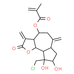 ChemSpider 2D Image | 9-(Chloromethyl)-8,9-dihydroxy-3,6-bis(methylene)-2-oxododecahydroazuleno[4,5-b]furan-4-yl methacrylate | C19H23ClO6
