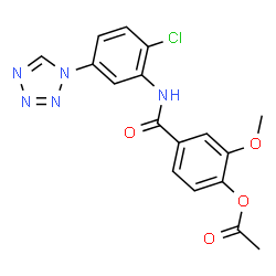 ChemSpider 2D Image | 4-{[2-Chloro-5-(1H-tetrazol-1-yl)phenyl]carbamoyl}-2-methoxyphenyl acetate | C17H14ClN5O4