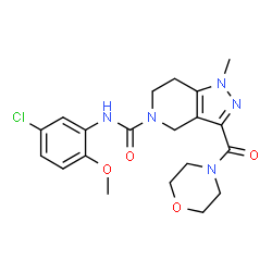 ChemSpider 2D Image | N-(5-Chloro-2-methoxyphenyl)-1-methyl-3-(4-morpholinylcarbonyl)-1,4,6,7-tetrahydro-5H-pyrazolo[4,3-c]pyridine-5-carboxamide | C20H24ClN5O4