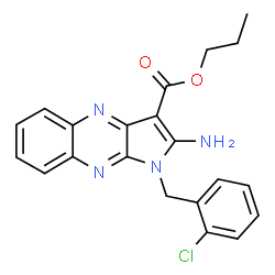 ChemSpider 2D Image | Propyl 2-amino-1-(2-chlorobenzyl)-1H-pyrrolo[2,3-b]quinoxaline-3-carboxylate | C21H19ClN4O2
