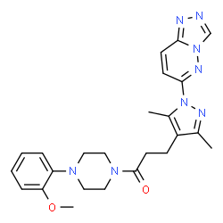 ChemSpider 2D Image | 3-[3,5-Dimethyl-1-([1,2,4]triazolo[4,3-b]pyridazin-6-yl)-1H-pyrazol-4-yl]-1-[4-(2-methoxyphenyl)-1-piperazinyl]-1-propanone | C24H28N8O2
