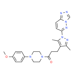 ChemSpider 2D Image | 3-[3,5-Dimethyl-1-([1,2,4]triazolo[4,3-b]pyridazin-6-yl)-1H-pyrazol-4-yl]-1-[4-(4-methoxyphenyl)-1-piperazinyl]-1-propanone | C24H28N8O2