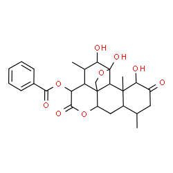 ChemSpider 2D Image | 1,11,12-Trihydroxy-2,16-dioxo-11,20-epoxypicrasan-15-yl benzoate | C27H32O9
