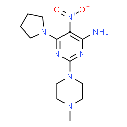 ChemSpider 2D Image | 2-(4-Methyl-1-piperazinyl)-5-nitro-6-(1-pyrrolidinyl)-4-pyrimidinamine | C13H21N7O2