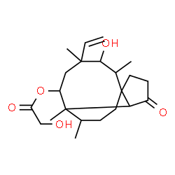 ChemSpider 2D Image | 3-Hydroxy-2,4,7,14-tetramethyl-9-oxo-4-vinyltricyclo[5.4.3.0~1,8~]tetradec-6-yl glycolate | C22H34O5