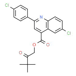 ChemSpider 2D Image | 3,3-Dimethyl-2-oxobutyl 6-chloro-2-(4-chlorophenyl)-4-quinolinecarboxylate | C22H19Cl2NO3