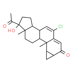 ChemSpider 2D Image | 1-Acetyl-5-chloro-1-hydroxy-8b,10a-dimethyl-2,3,3a,3b,7a,8,8a,8b,8c,9,10,10a-dodecahydrocyclopenta[a]cyclopropa[g]phenanthren-7(1H)-one | C22H27ClO3