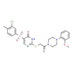 ChemSpider 2D Image | 5-[(3-Chloro-4-methylphenyl)sulfonyl]-2-({2-[4-(2-methoxyphenyl)-1-piperazinyl]-2-oxoethyl}sulfanyl)-4(1H)-pyrimidinone | C24H25ClN4O5S2