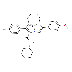 ChemSpider 2D Image | N-Cyclohexyl-4-(4-methoxyphenyl)-1-(4-methylphenyl)-5,6,7,8-tetrahydro-2a,4a-diazacyclopenta[cd]azulene-2-carboxamide | C31H35N3O2