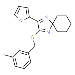 ChemSpider 2D Image | 2-[(3-Methylbenzyl)sulfanyl]-3-(2-thienyl)-1,4-diazaspiro[4.5]deca-1,3-diene | C20H22N2S2
