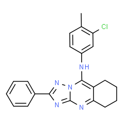 ChemSpider 2D Image | N-(3-Chloro-4-methylphenyl)-2-phenyl-5,6,7,8-tetrahydro[1,2,4]triazolo[5,1-b]quinazolin-9-amine | C22H20ClN5