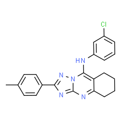 ChemSpider 2D Image | N-(3-Chlorophenyl)-2-(4-methylphenyl)-5,6,7,8-tetrahydro[1,2,4]triazolo[5,1-b]quinazolin-9-amine | C22H20ClN5