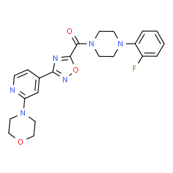 ChemSpider 2D Image | [4-(2-Fluorophenyl)-1-piperazinyl]{3-[2-(4-morpholinyl)-4-pyridinyl]-1,2,4-oxadiazol-5-yl}methanone | C22H23FN6O3