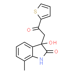 ChemSpider 2D Image | 3-Hydroxy-7-methyl-3-[2-oxo-2-(2-thienyl)ethyl]-1,3-dihydro-2H-indol-2-one | C15H13NO3S