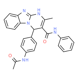 ChemSpider 2D Image | 4-(4-Acetamidophenyl)-2-methyl-N-phenyl-1,4-dihydropyrimido[1,2-a]benzimidazole-3-carboxamide | C26H23N5O2
