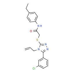 ChemSpider 2D Image | 2-{[4-Allyl-5-(3-chlorophenyl)-4H-1,2,4-triazol-3-yl]sulfanyl}-N-(4-ethylphenyl)acetamide | C21H21ClN4OS