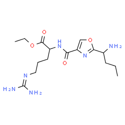 ChemSpider 2D Image | Ethyl N~2~-{[2-(1-aminobutyl)-1,3-oxazol-4-yl]carbonyl}-N~5~-(diaminomethylene)ornithinate | C16H28N6O4