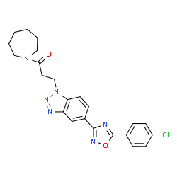 ChemSpider 2D Image | 1-(1-Azepanyl)-3-{5-[5-(4-chlorophenyl)-1,2,4-oxadiazol-3-yl]-1H-benzotriazol-1-yl}-1-propanone | C23H23ClN6O2