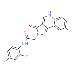 ChemSpider 2D Image | N-(2,4-Difluorophenyl)-2-(8-fluoro-3-oxo-3,5-dihydro-2H-pyrazolo[4,3-c]quinolin-2-yl)acetamide | C18H11F3N4O2