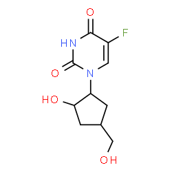 ChemSpider 2D Image | 5-Fluoro-1-[2-hydroxy-4-(hydroxymethyl)cyclopentyl]-2,4(1H,3H)-pyrimidinedione | C10H13FN2O4