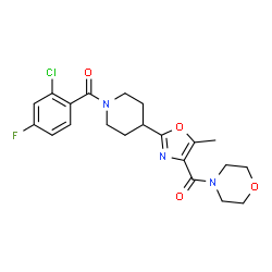 ChemSpider 2D Image | {2-[1-(2-Chloro-4-fluorobenzoyl)-4-piperidinyl]-5-methyl-1,3-oxazol-4-yl}(4-morpholinyl)methanone | C21H23ClFN3O4