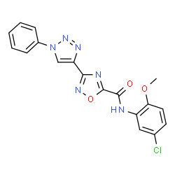 ChemSpider 2D Image | N-(5-Chloro-2-methoxyphenyl)-3-(1-phenyl-1H-1,2,3-triazol-4-yl)-1,2,4-oxadiazole-5-carboxamide | C18H13ClN6O3