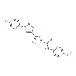 ChemSpider 2D Image | 3-[1-(4-Chlorophenyl)-1H-1,2,3-triazol-4-yl]-N-(4-methoxyphenyl)-1,2,4-oxadiazole-5-carboxamide | C18H13ClN6O3