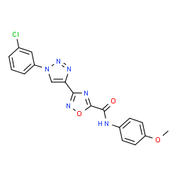 ChemSpider 2D Image | 3-[1-(3-Chlorophenyl)-1H-1,2,3-triazol-4-yl]-N-(4-methoxyphenyl)-1,2,4-oxadiazole-5-carboxamide | C18H13ClN6O3