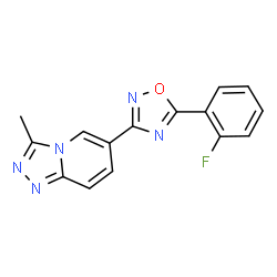 ChemSpider 2D Image | 6-[5-(2-Fluorophenyl)-1,2,4-oxadiazol-3-yl]-3-methyl[1,2,4]triazolo[4,3-a]pyridine | C15H10FN5O