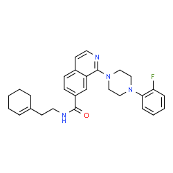 ChemSpider 2D Image | N-[2-(1-Cyclohexen-1-yl)ethyl]-1-[4-(2-fluorophenyl)-1-piperazinyl]-7-isoquinolinecarboxamide | C28H31FN4O