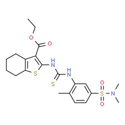 ChemSpider 2D Image | Ethyl 2-({[5-(dimethylsulfamoyl)-2-methylphenyl]carbamothioyl}amino)-4,5,6,7-tetrahydro-1-benzothiophene-3-carboxylate | C21H27N3O4S3