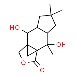 ChemSpider 2D Image | 2,8-Dihydroxy-5,5,8-trimethyl-11-oxatetracyclo[7.3.1.0~1,9~.0~3,7~]tridecan-10-one | C15H22O4