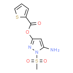 ChemSpider 2D Image | 5-Amino-1-(methylsulfonyl)-1H-pyrazol-3-yl 2-thiophenecarboxylate | C9H9N3O4S2